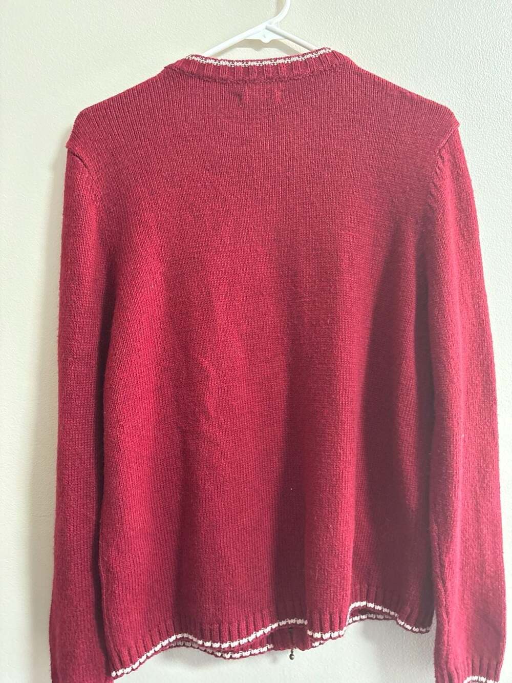 Croft & Barrow Red Knit Full Zip Cardigan Sweater with Embroidered Birdhouses an - Picture 4 of 4
